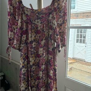 Hayden Floral Long Sleeve Dress in Purple and Pink